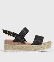New Look Black Woven Chunky Espadrille Sandals